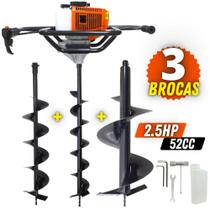 KIT Perfurador de Solo Vulcan VPS520-S 2T 52CC com Broca 80x15cm + Brocas Extras 80x10cm e 80x30cm