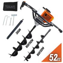 KIT Perfurador de Solo Vulcan VPS520-S com Broca 80x15cm + Broca Extra 80x12cm + Extensão 30cm