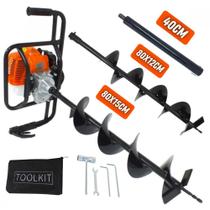 KIT Perfurador de Solo Vulcan VPS520-S com Broca 80x15cm + Broca Extra 80x12cm + Extensão 40cm