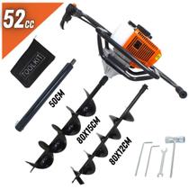 KIT Perfurador de Solo Vulcan VPS520-S com Broca 80x15cm + Broca Extra 80x12cm + Extensão 50cm