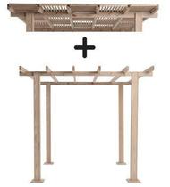 KIT Pergolado de madeira Pinus tratado 2,90x2,90 metros + Brise cobertura ripado KIT Pergolado de madeira Pinus tratado 2,90x2,90 metros + Brise cobertura ripado