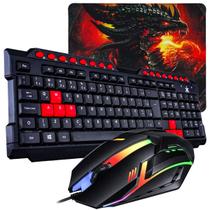 Kit periféricos Gamer Teclado Com Teclas Vermelhas + Mouse Gamer Led 7 Cores + Pad Speed - VINIK