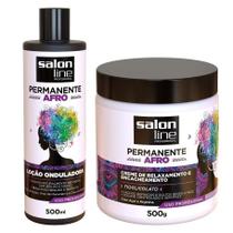 Kit Permanente Afro Com Loção Onduladora e Creme de Relaxamento e Encacheamento Salon Line Kit Permanente Afro Com Loção Onduladora e Creme de Relaxamento e Encacheamento Salon Line