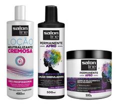 Kit Permanente Afro Salon Line 3 Produtos