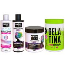 Kit Permanente Afro Salon Line Tratamento + Gelatina Super D