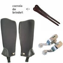 Kit Perneira de Neoprene + Espora de Inox + Correia de Espora em Couro