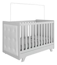 Kit Peroba Berço Infantil Retrô Branco Com Capitonê Branco Branco