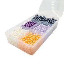 Kit Pérola 8mm 600pçs Com Furo Cores Diversas + Caixa Divisória Bijuterias Artesanato Kit Pérola 8mm 600pçs Com Furo Cores Diversas + Caixa Divisória Bijuterias Artesanato