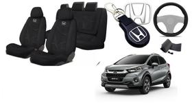 Kit Personalizado Bancos Honda WRV 15-24 + Volante + Chaveiro - Iron Tech