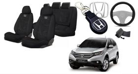 Kit Personalizado Capas Tecido Estofado Assentos CRV 12-18 + Volante + Chaveiro