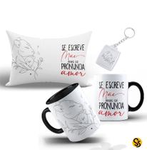 Kit Personalizado Mãe com Caneca, Almofada e Chaveiro