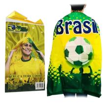 Kit Peruca Capa Brasil Copa Do Mundo Torcedor Torcedora Unissex Comemoração