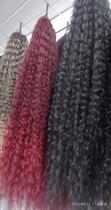 Kit peruca de cabelo bio fibra cacheado loiro, vermelho, escuro