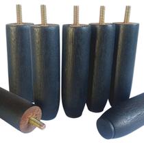 Kit Pes Cama Box 7 Peças Pezinho Madeira Maciça 12cm Casal