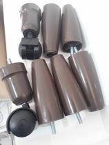 Kit Pes Cama Box Casal Conico 5 Pes 2 Rodizio Marrom com 12 cm altura