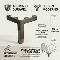 Kit Pés De Alumínio Tripé 15cm Para Rack Sofá Poltrona E Armário Kit Pés De Alumínio Tripé 15cm Para Rack Sofá Poltrona E Armário