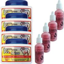 Kit Pés e Mãos 4 Gotinha + 4 Creme Sebo de Carneiro Para Hidratar Amaciar e Suavizar Pés Asperos