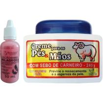 Kit Pés e Mãos Gotinha + Creme Sebo de Carneiro Para Hidratar Amaciar e Suavizar Pés Asperos