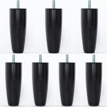 Kit Pes para Cama box cônicos Com 7Unidades na Cor Preto com 12 cm de altura