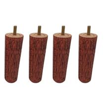 Kit Pes Para Cama Box de Madeira Eucalipto Com Protetor de Piso 12 cm de Altura Com 6 Unidades