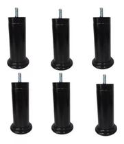 Kit Pes Para Cama Box Solteiro Com 4 Pes 2 Rodizio Preto com 13cm Altura