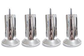 Kit Pés Para Moveis em Geral Rosca Soberba Cor Cromado Com 10cm de Altura Resistente com 6 Unidades