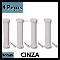 Kit Pés Reposição Armário Regulavel 04 peças Branco/Cinza 200mm