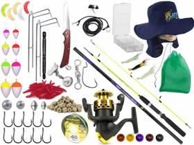 Kit Pesca 1 Vara P/ Molinete (1,50m) + 1 Vara Telescópica de Mão (2,10m) + Molinete (Ref. 170)