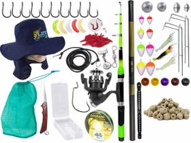 Kit Pesca 1 Vara Telescópica P/ Molinete (1,70m) + 1 Vara Telescópica de Mão (3,00m) - (Ref. 176)
