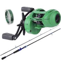 Kit Pesca 15 kg Carretilha Kawana Vara Carbono Robalo Piau