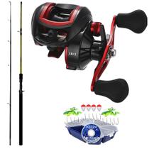 Kit Pesca 15Kg Carretilha 19 Rol Vara 1,80mts mais 23 Acessórios