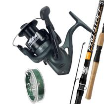 Kit Pesca 15kg Mega 5000 Drag 9kg Vara 1,80mt Linha Mult