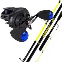 Kit Pesca 18kg Carretilha AntiCabeleira Vara 1,80mt 20lb