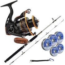 Kit Pesca 18kg Molinete FC6000 Vara 40lbs 1,80m 500m de Linha Salva Vara