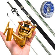 KIt Pesca 18kg Molinete Mr Marin 5000 Vara 1,80mt Crocodilus