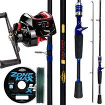 Kit Pesca 18kg Vara 1,80mt Carretilha 19 Rolamentos E Linha
