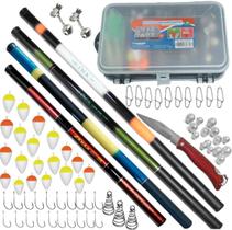 Kit Pesca 4 Varas Telescópica Caixa Pesca Anzol E Itens