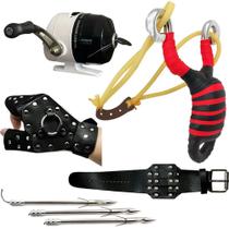 Kit Pesca Atiradeira Estilingue Spincast Completo Luva Direita