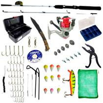Kit Pesca Básico Infantil Caixa Acessórios Vara Molinete Kit Pesca Básico Infantil Caixa Acessórios Vara Molinete