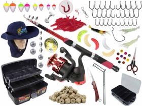 Kit Pesca c/ Vara Telescópica 1,70m + Molinete + Caixa + Acessórios (Ref. 113)