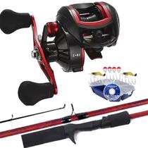 Kit Pesca Carretilha 19 Rolamentos Com Vara 1,80mts Com Estojo n2