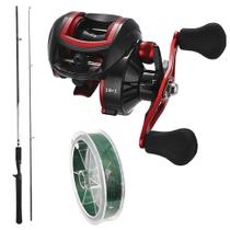 Kit Pesca Carretilha 19 Rolamentos Com Vara 1,80mts E Linha Multifilamento - makis fishing