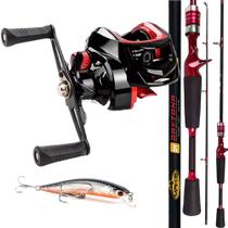 Kit Pesca Carretilha 19 Rolamentos Vara 1,50mts E Isca