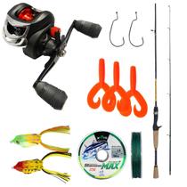 Kit Pesca Carretilha 3Rolamentos + Vara Carbono 1,68m + Isca Artificial Para Traira Kit Pesca Carretilha 3Rolamentos + Vara Carbono 1,68m + Isca Artificial Para Traira