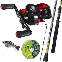 Kit Pesca Carretilha Anti Cabeleira Vara Shimano Isca Linha - CMIK