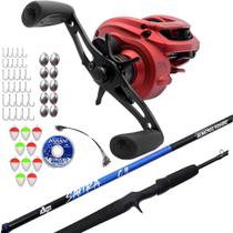 Kit Pesca Carretilha Drag 8kg Vara Fibra Carbono + 62 Itens