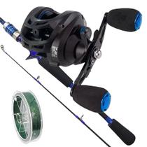 Kit Pesca Carretilha M21 Pro Slim Vara de Carbono 1,80m Linha 4x Multifilamento Kit Pesca Carretilha M21 Pro Slim Vara de Carbono 1,80m Linha 4x Multifilamento