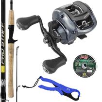 Kit Pesca Carretilha New VT5 com Vara Pro Staff 1,68mts Linha Multi e Alicate Flutuante