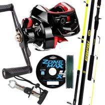 Kit Pesca Carretilha Vara Capri Linha e Alicate Suporta 18kg