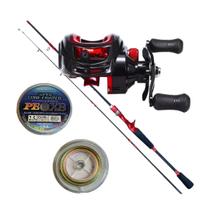 Kit pesca carretilha vara e linha multi filamento l esquerdo Kit pesca carretilha vara e linha multi filamento l esquerdo